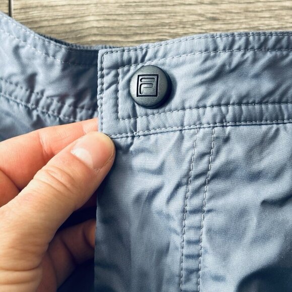 Vintage Fila Track Pants M Light Blue Polyester Sweatpants Embroidered Baggy Y2K - Picture 4 of 16